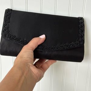 Vintage Black Beaded Bag with attached Crossbody strap